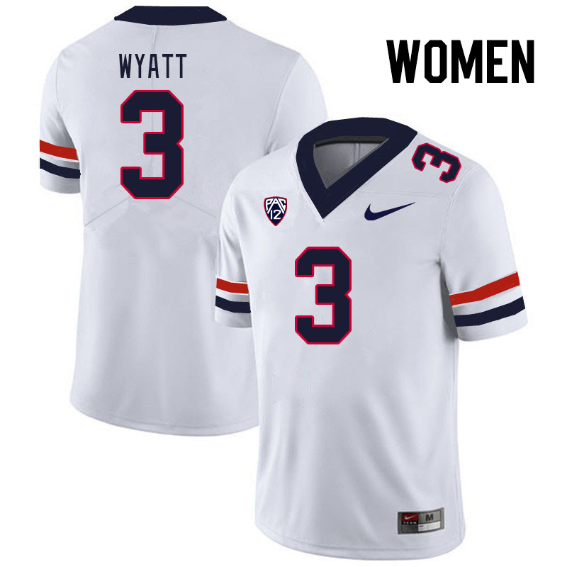 Women #3 Dylan Wyatt Arizona Wildcats College Football Jerseys Stitched Sale-White